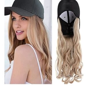 Stylish Black Cap with Blonde Hair Extension
